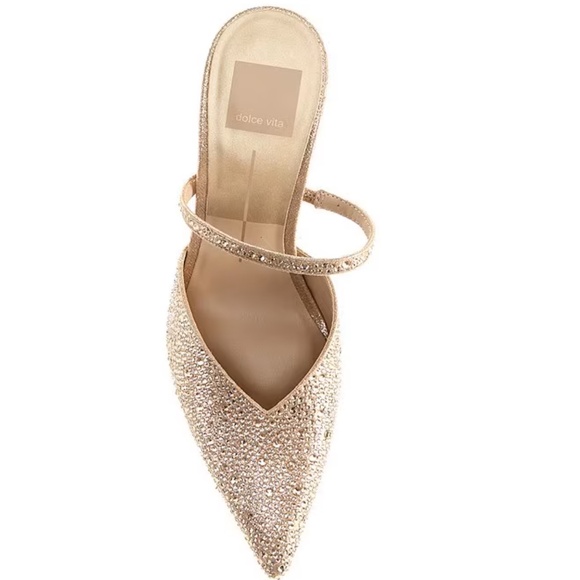 Dolce Vita Kanika Rhinestone Crystal Heels Dress Mules Champagne Sparkle 8.5 - Picture 8 of 10